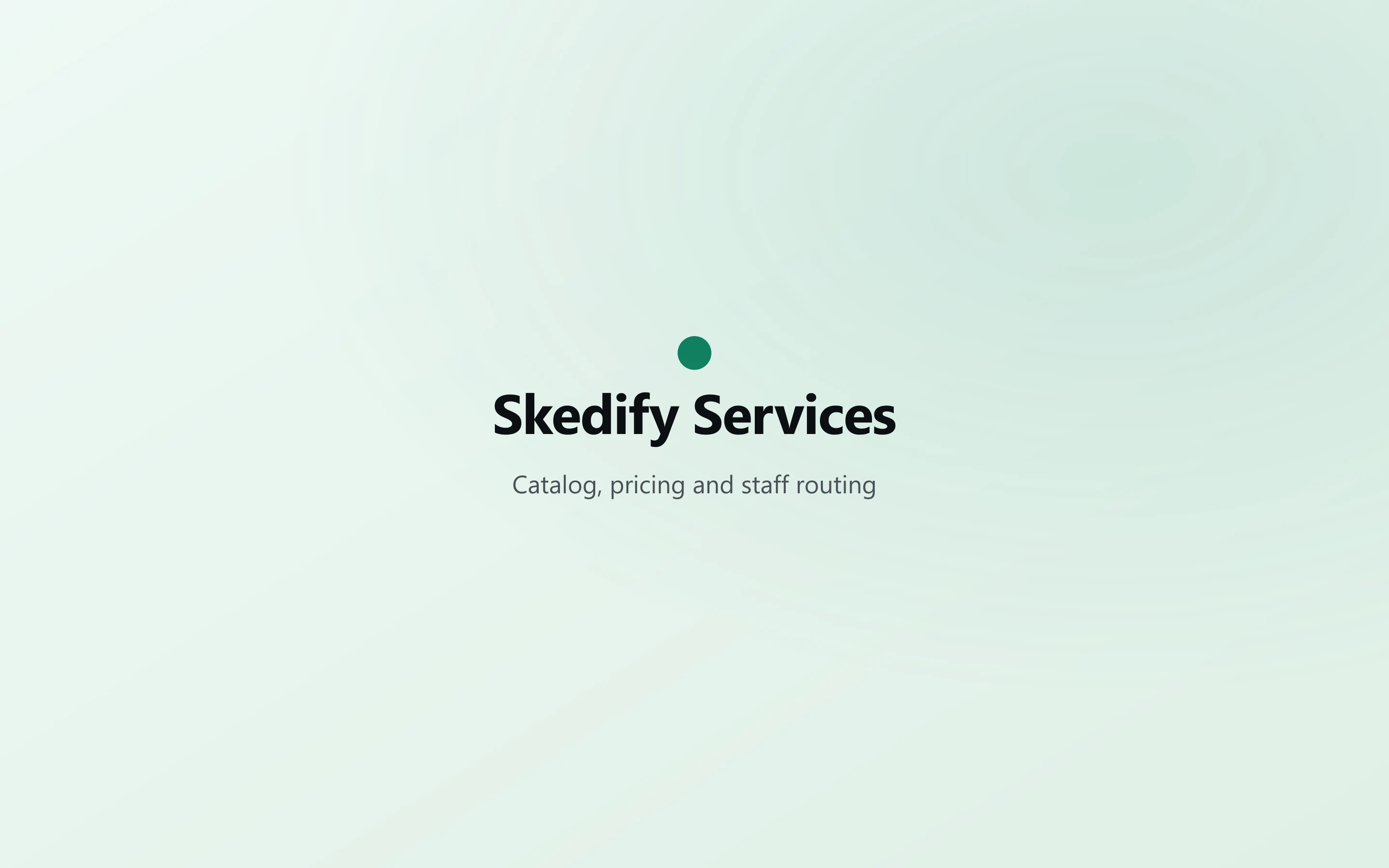 Skedify services catalog with price, duration and staff assignments